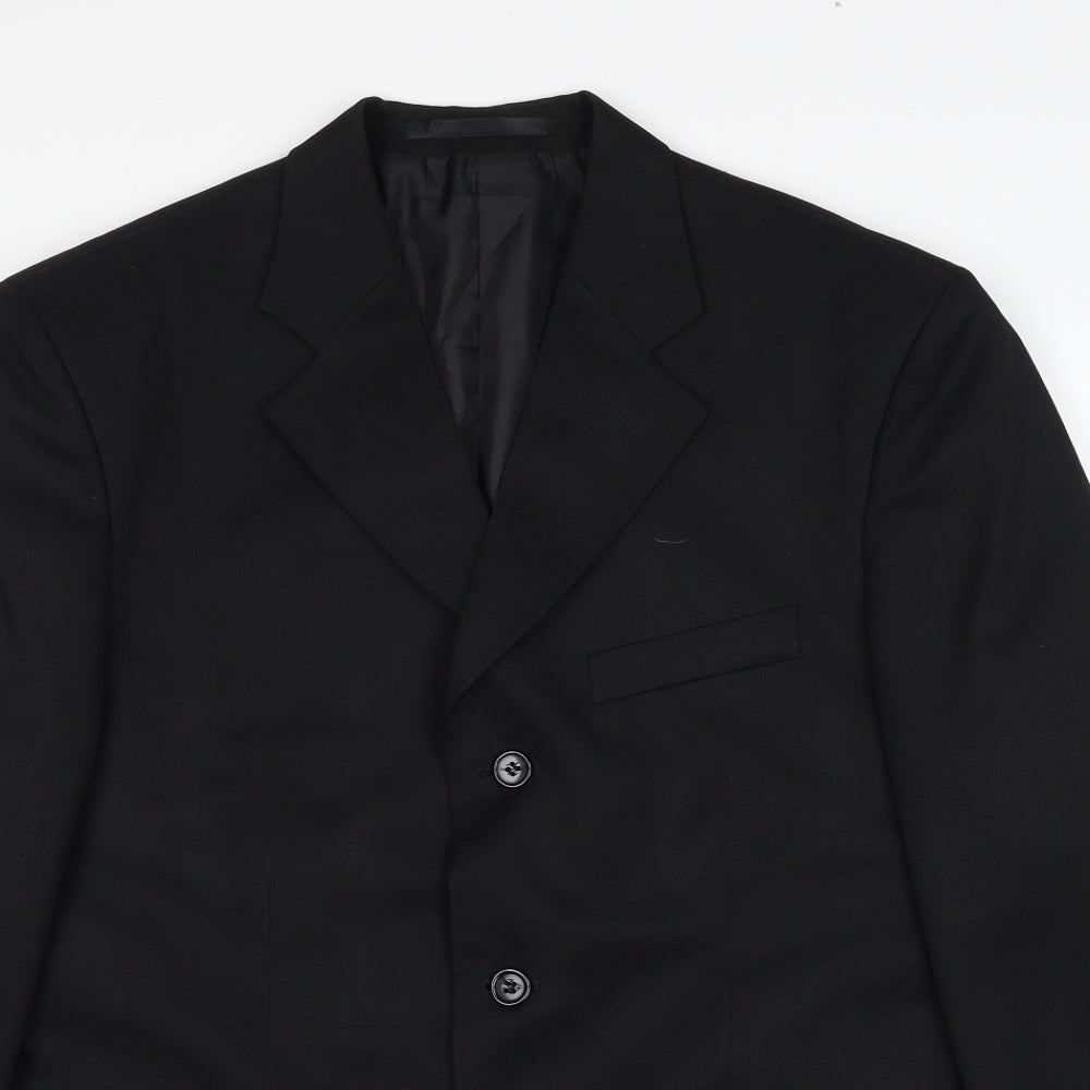 Savantini Mens Black Polyester Jacket Suit Jacket Size 40 Regular