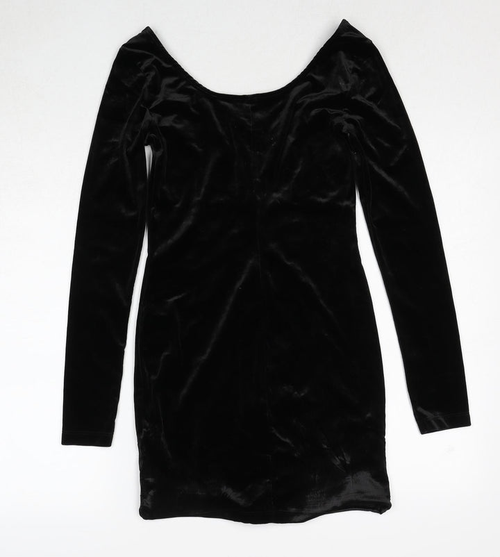 Divided by H&M Womens Black Polyester Shift Size 8 Round Neck Zip