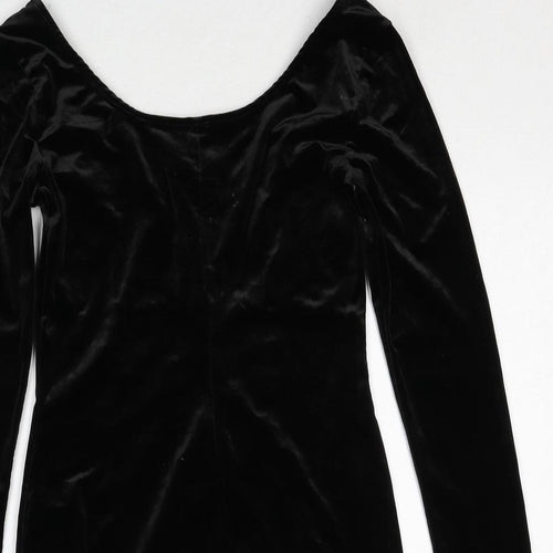 Divided by H&M Womens Black Polyester Shift Size 8 Round Neck Zip