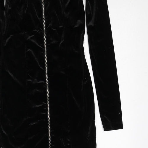 Divided by H&M Womens Black Polyester Shift Size 8 Round Neck Zip