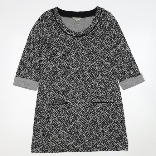Great Plains London Womens Black Geometric Viscose A-Line Size M Round Neck Pullover