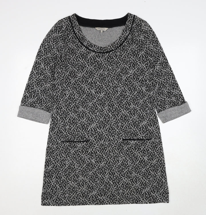 Great Plains London Womens Black Geometric Viscose A-Line Size M Round Neck Pullover