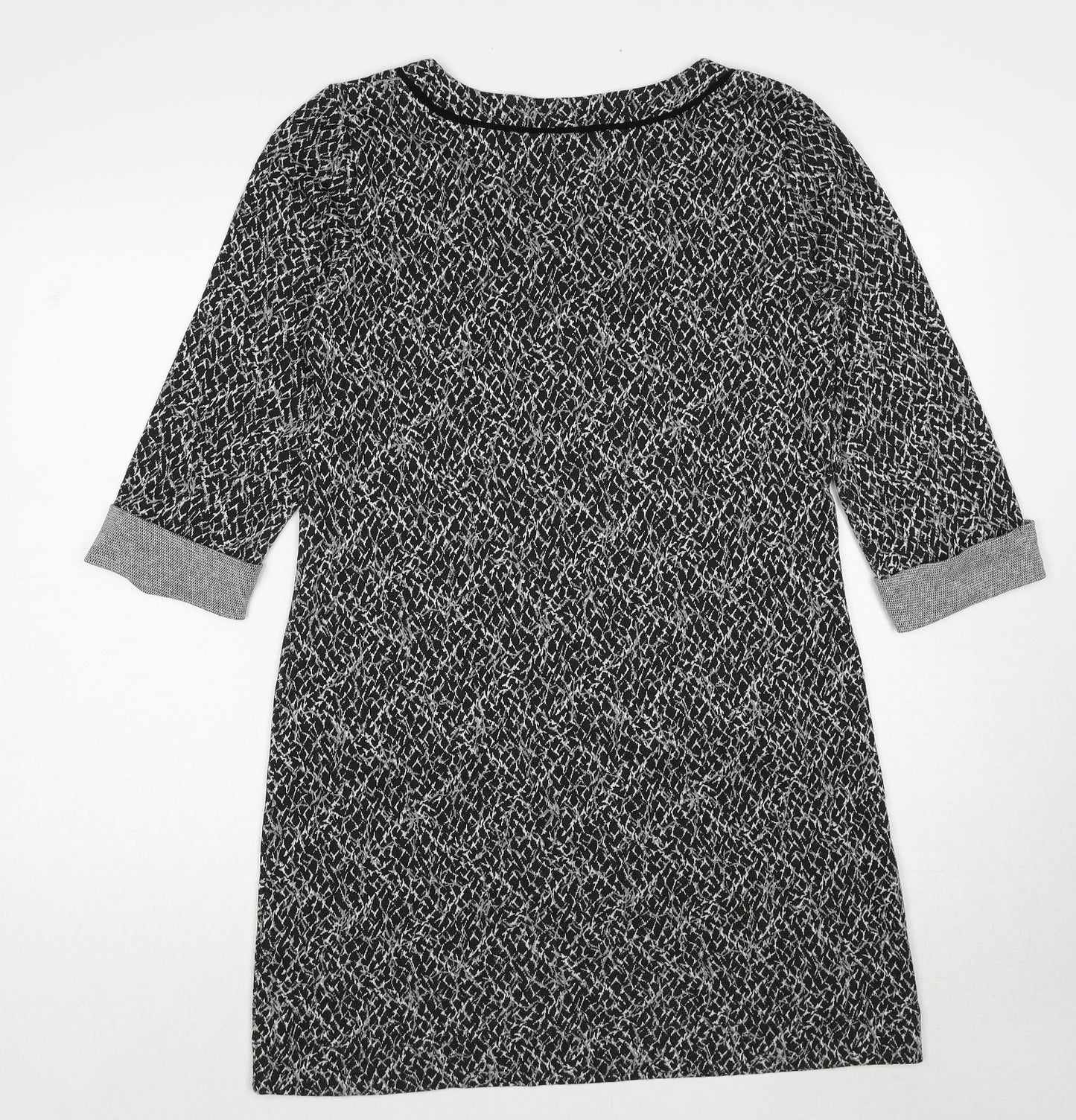 Great Plains London Womens Black Geometric Viscose A-Line Size M Round Neck Pullover