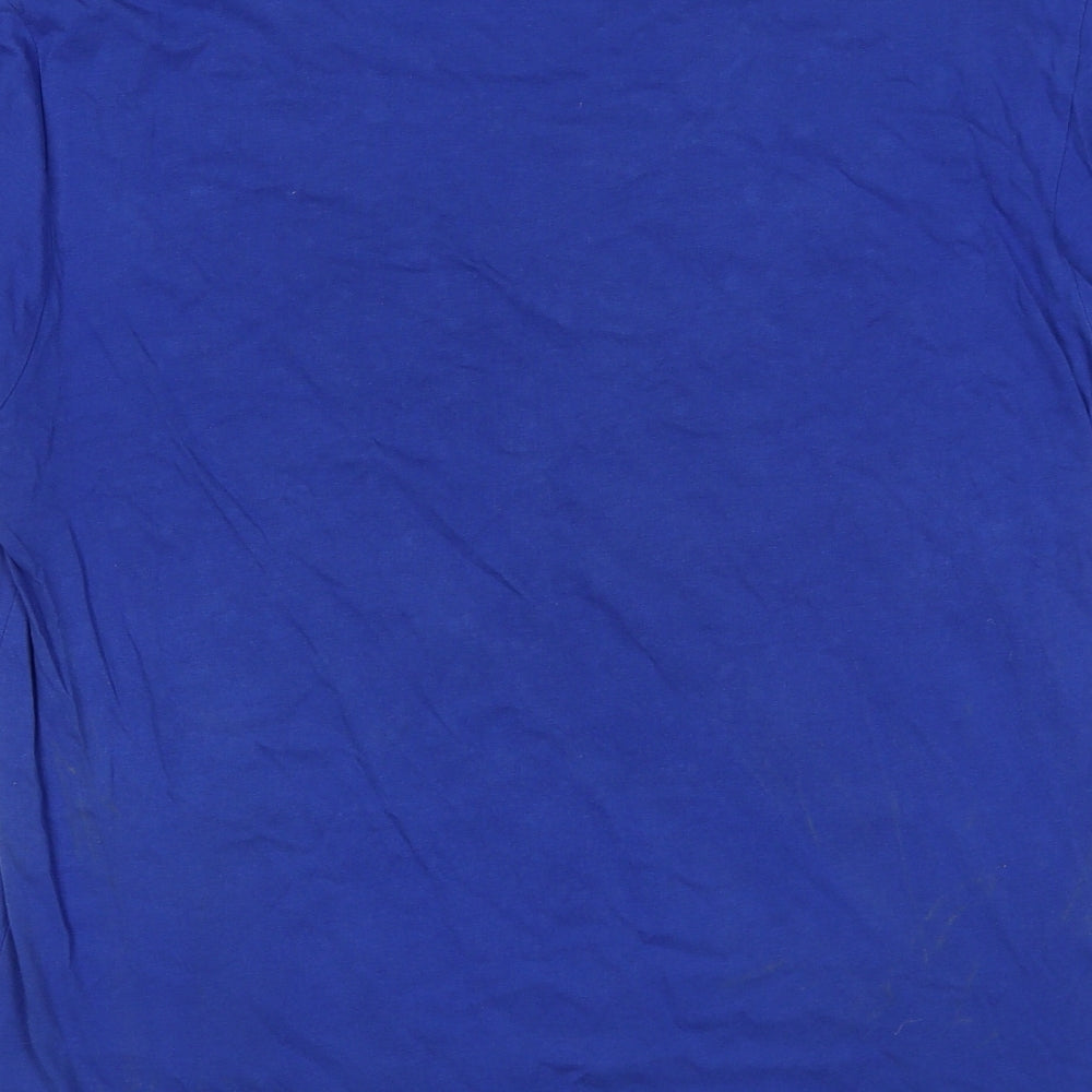 JACK & JONES Mens Blue Cotton T-Shirt Size L Round Neck