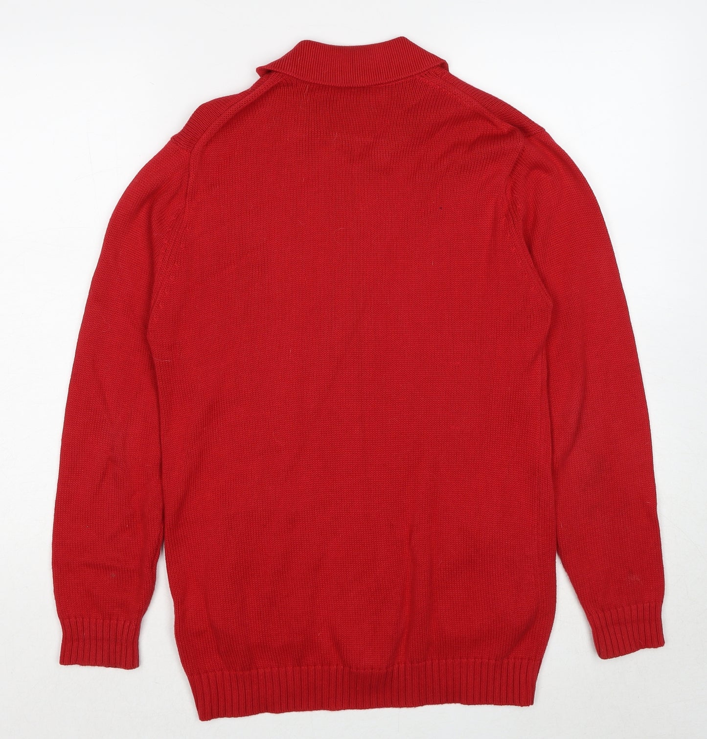 Penny Plain Womens Red Collared Cotton Full Zip Jumper Size S