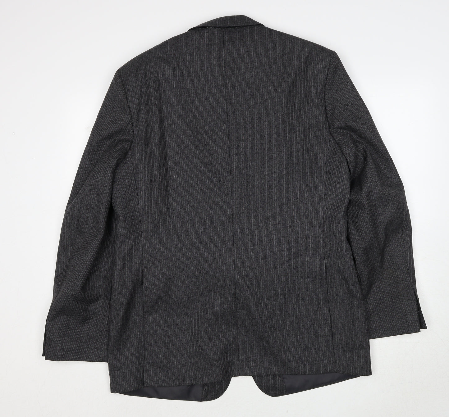 Greenwoods Mens Grey Striped Polyester Jacket Suit Jacket Size 44 Regular