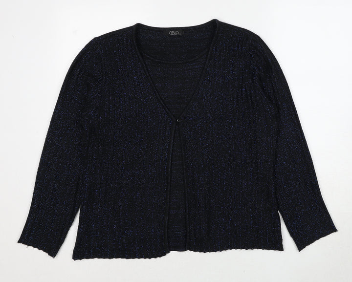 Bonmarché Womens Black V-Neck Acrylic Cardigan Jumper Size M