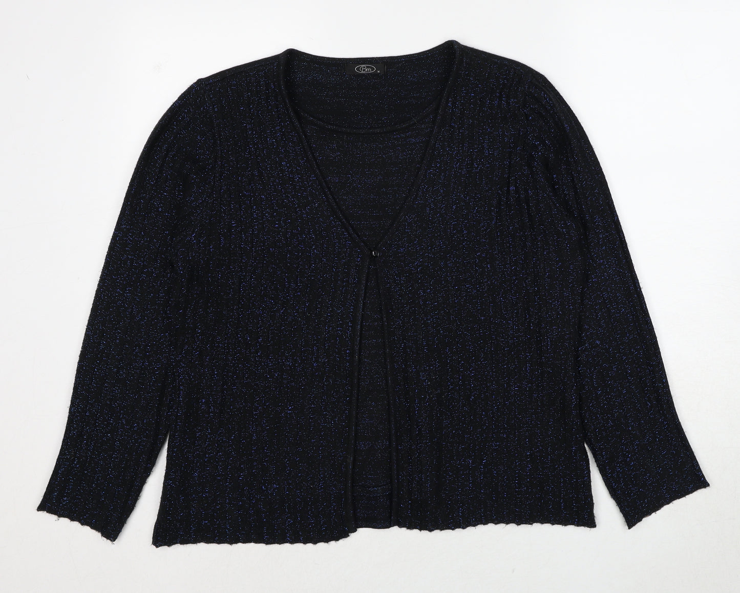 Bonmarché Womens Black V-Neck Acrylic Cardigan Jumper Size M