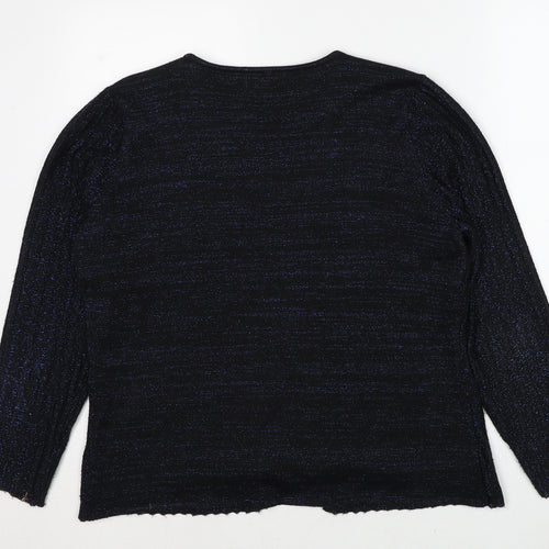 Bonmarché Womens Black V-Neck Acrylic Cardigan Jumper Size M