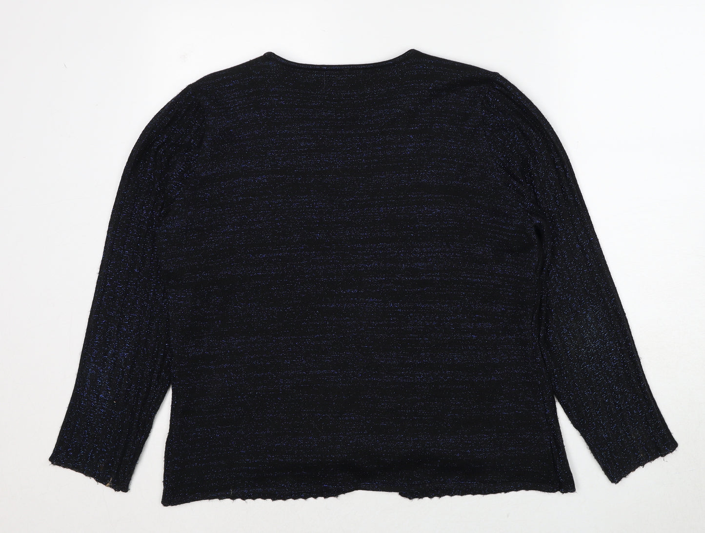 Bonmarché Womens Black V-Neck Acrylic Cardigan Jumper Size M