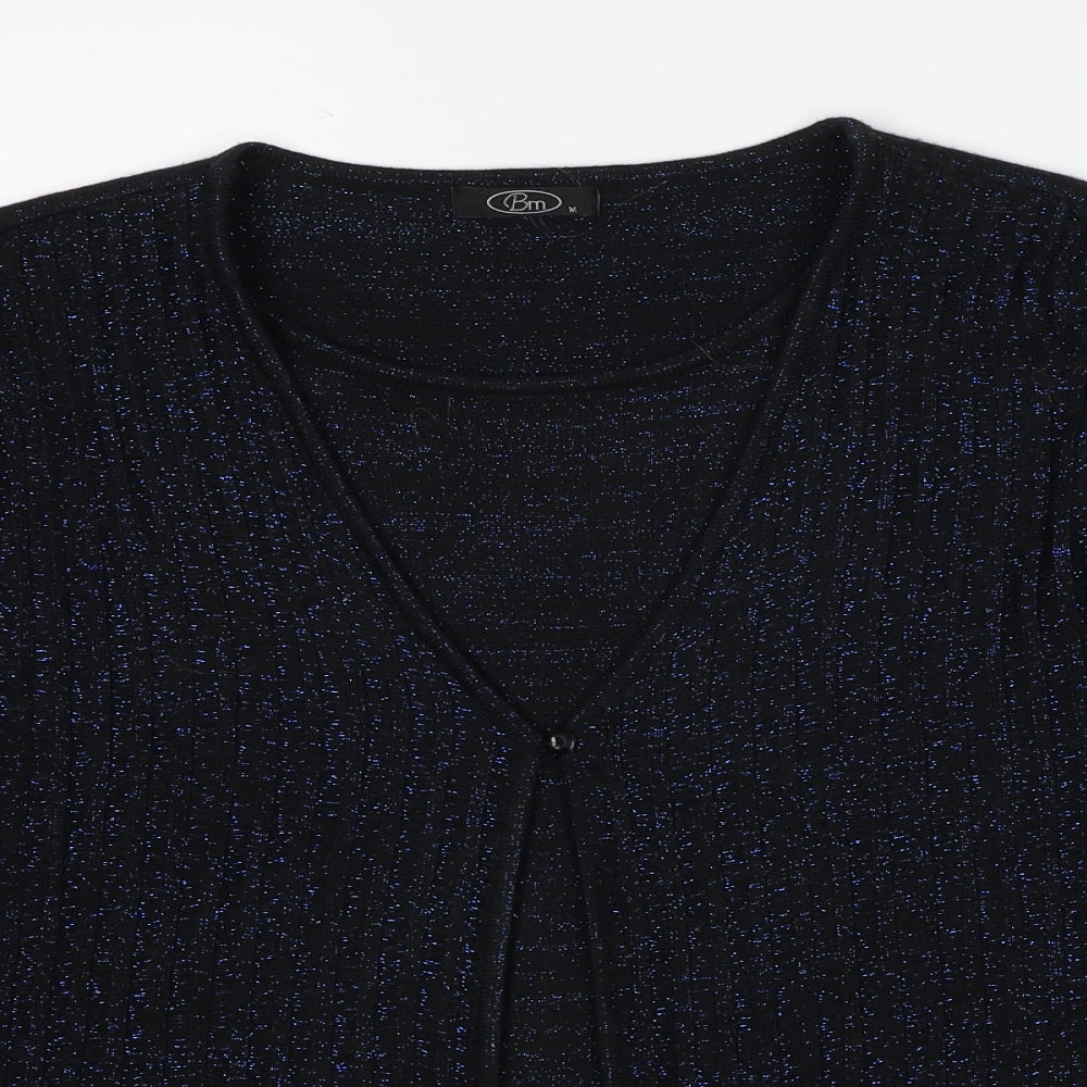 Bonmarché Womens Black V-Neck Acrylic Cardigan Jumper Size M