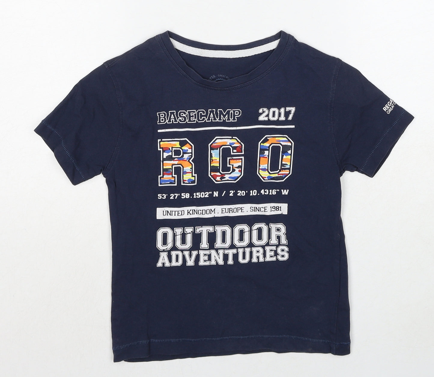 Regatta Boys Blue Cotton Pullover T-Shirt Size 5-6 Years Crew Neck Pullover