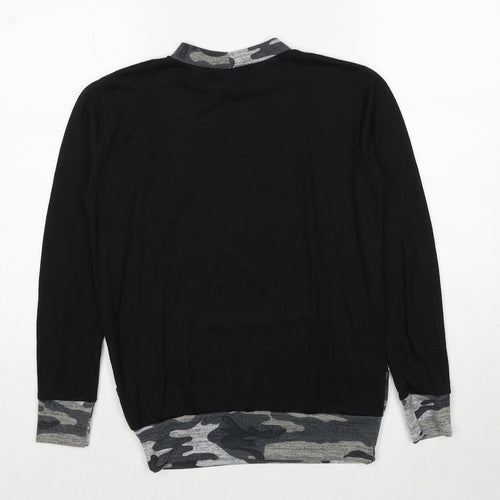 Signature Womens Black Camouflage Polyester Pullover Sweatshirt Size M Pullover