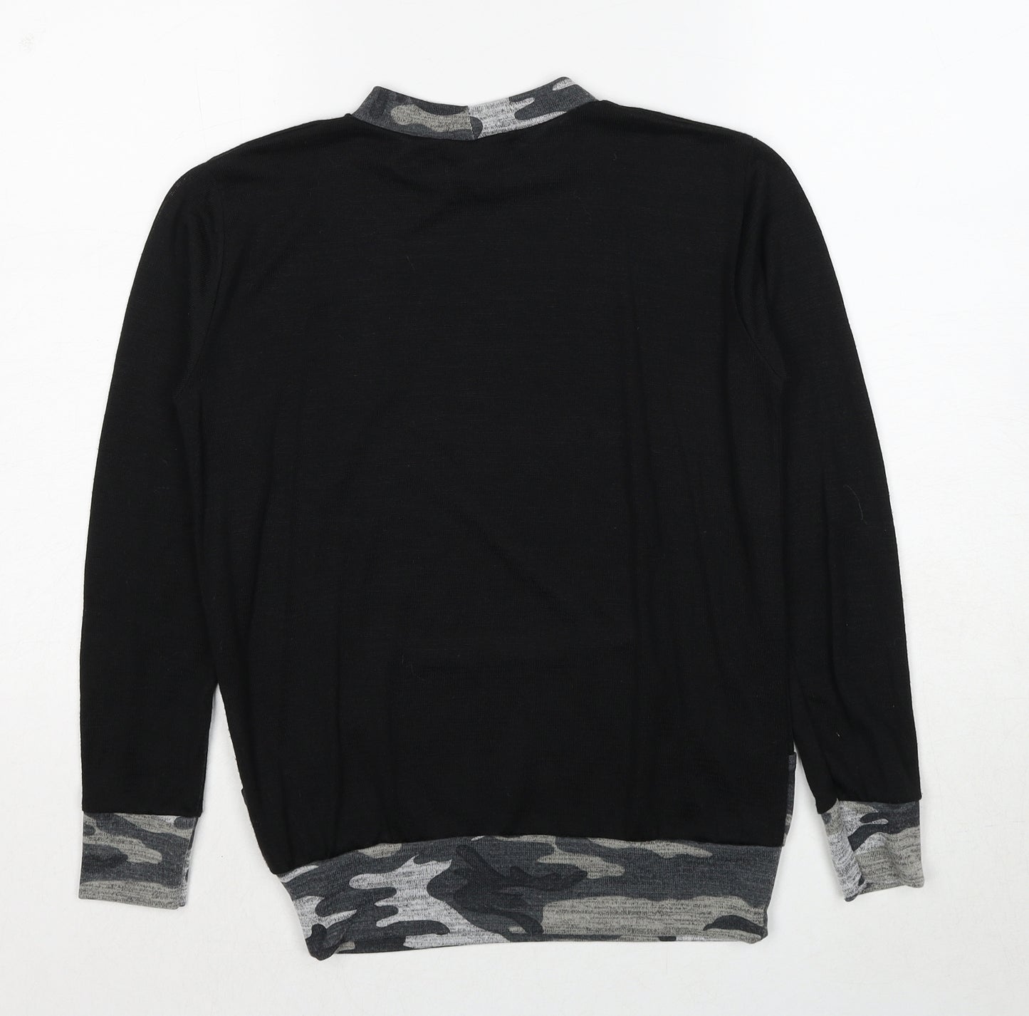 Signature Womens Black Camouflage Polyester Pullover Sweatshirt Size M Pullover