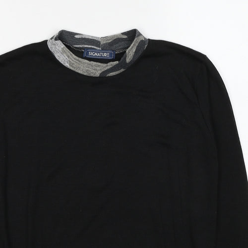 Signature Womens Black Camouflage Polyester Pullover Sweatshirt Size M Pullover