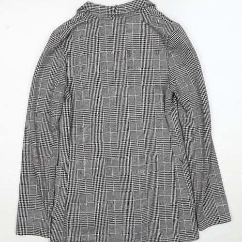 H&M Womens Black Geometric Jacket Blazer Size 4 Button
