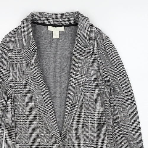 H&M Womens Black Geometric Jacket Blazer Size 4 Button