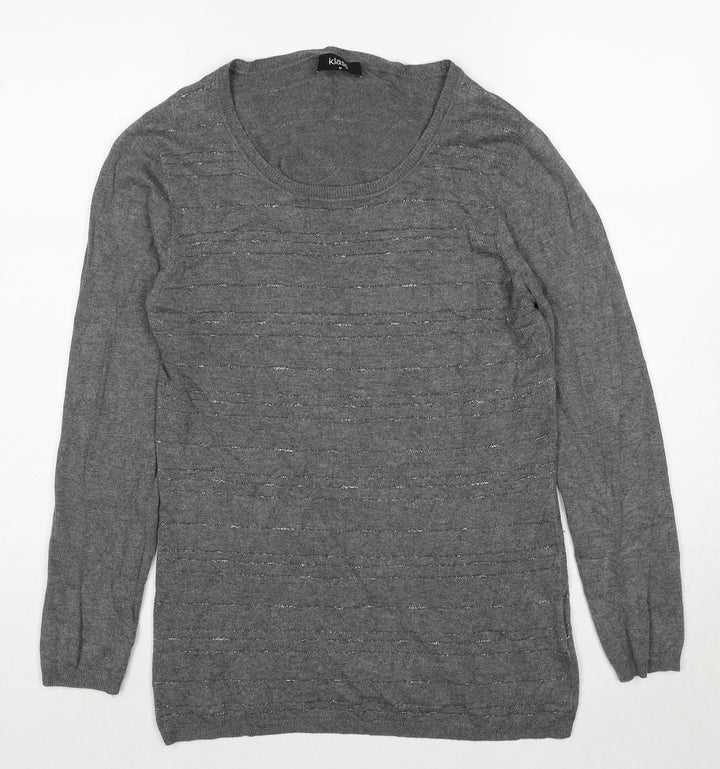 Klass Womens Grey Round Neck Viscose Pullover Jumper Size M