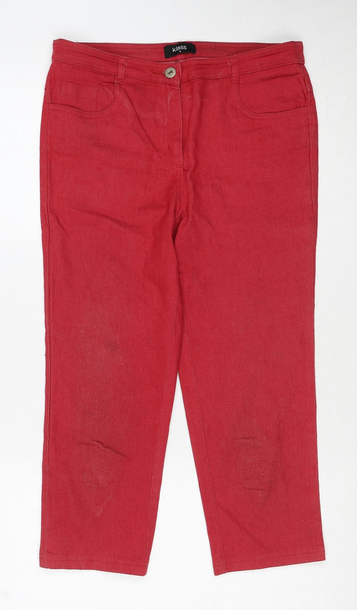 Klass Womens Red Cotton Straight Jeans Size 10 Regular