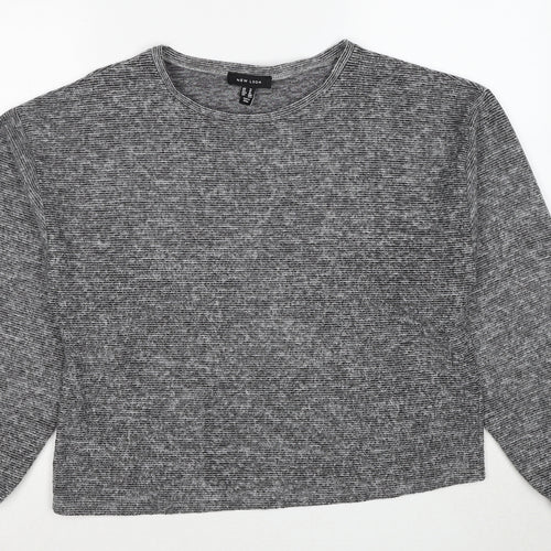 New Look Womens Grey Round Neck Polyester Pullover Jumper Size M