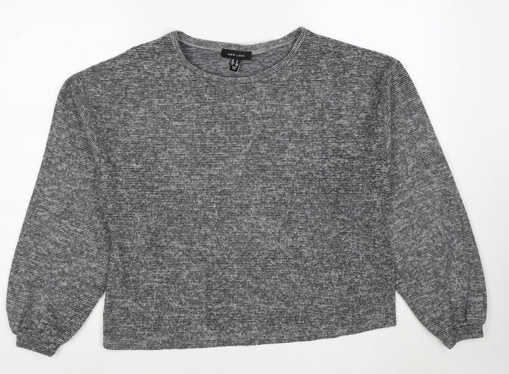 New Look Womens Grey Round Neck Polyester Pullover Jumper Size M