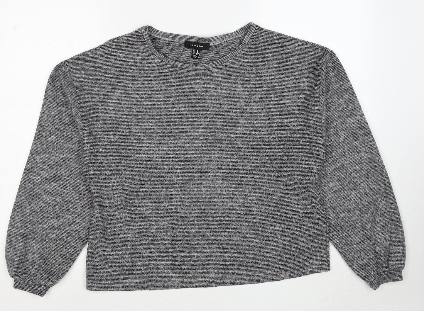 New Look Womens Grey Round Neck Polyester Pullover Jumper Size M