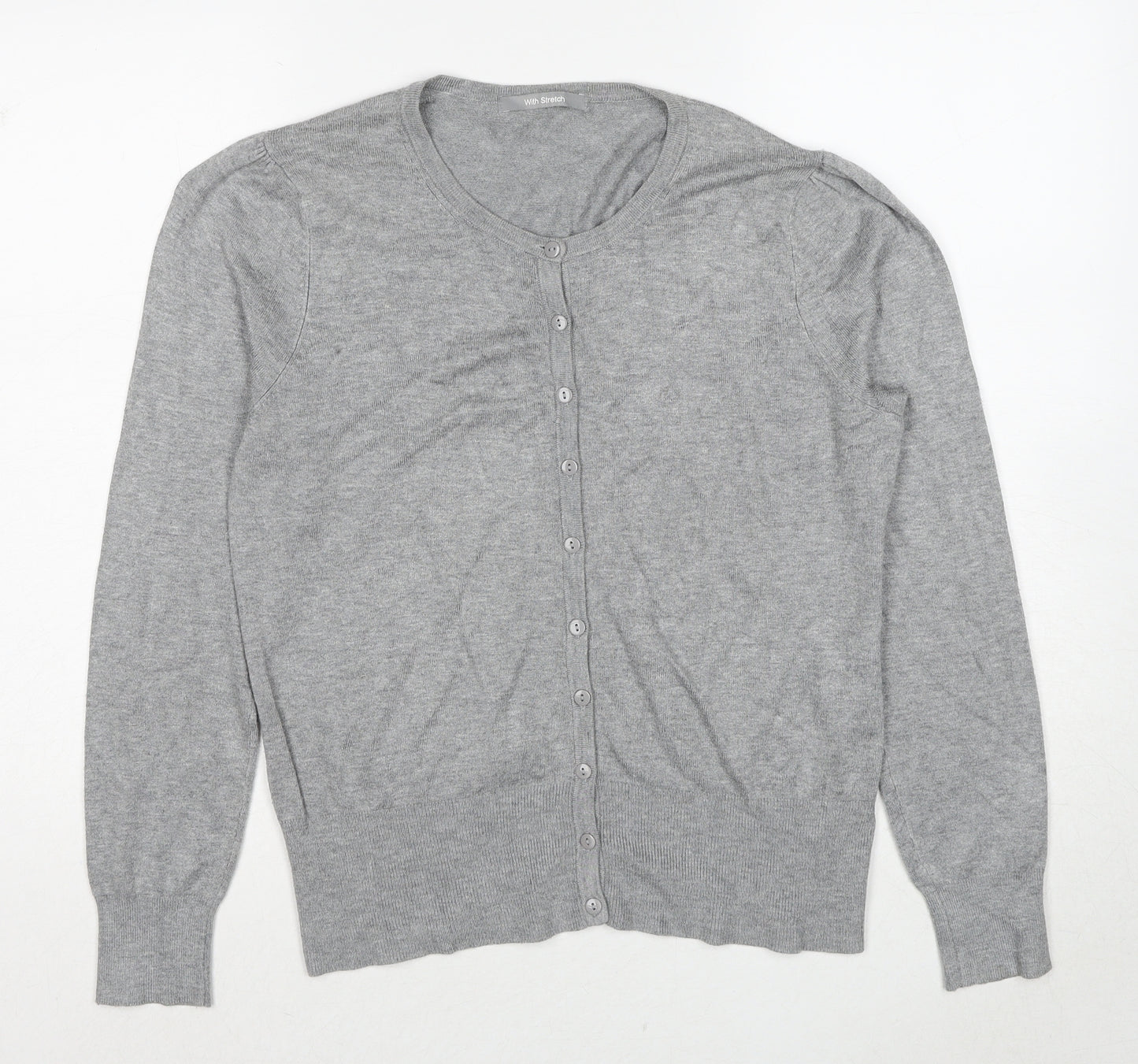 Marks and Spencer Womens Grey Round Neck Viscose Cardigan Jumper Size 14