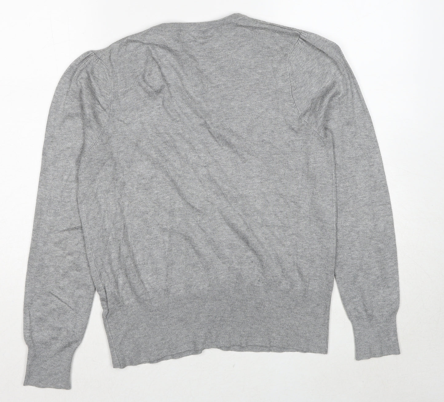 Marks and Spencer Womens Grey Round Neck Viscose Cardigan Jumper Size 14