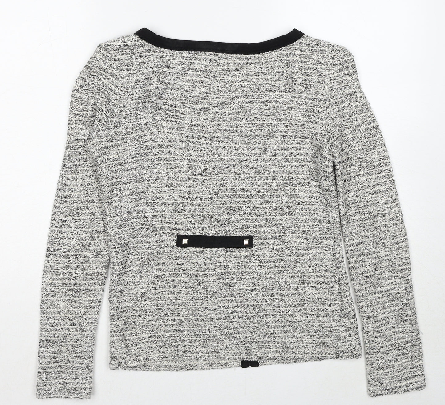 Blanco Tricot Womens Grey Geometric Jacket Size S Hook & Eye