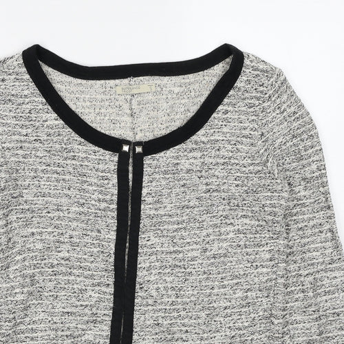 Blanco Tricot Womens Grey Geometric Jacket Size S Hook & Eye