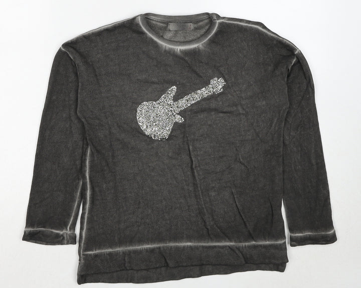 Zara Girls Grey Cotton Pullover Sweatshirt Size 8 Years Pullover
