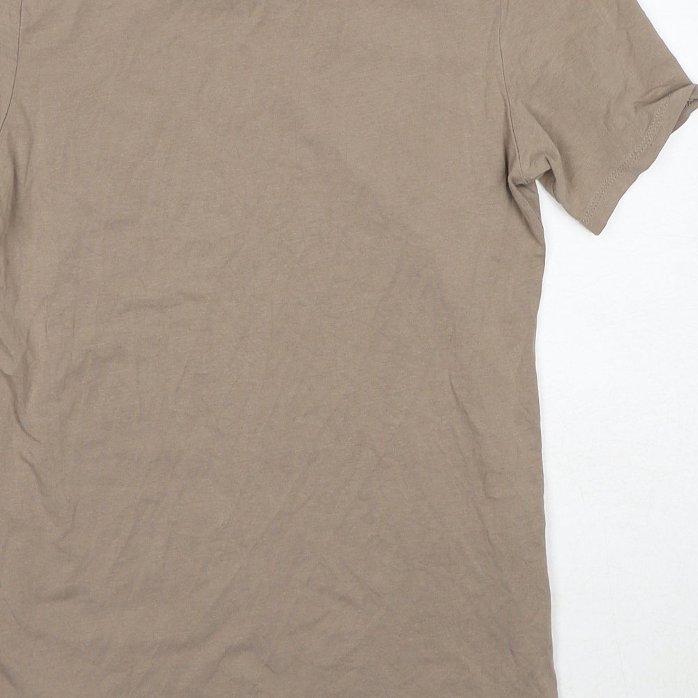 H&M Womens Brown Cotton Basic T-Shirt Size M Round Neck