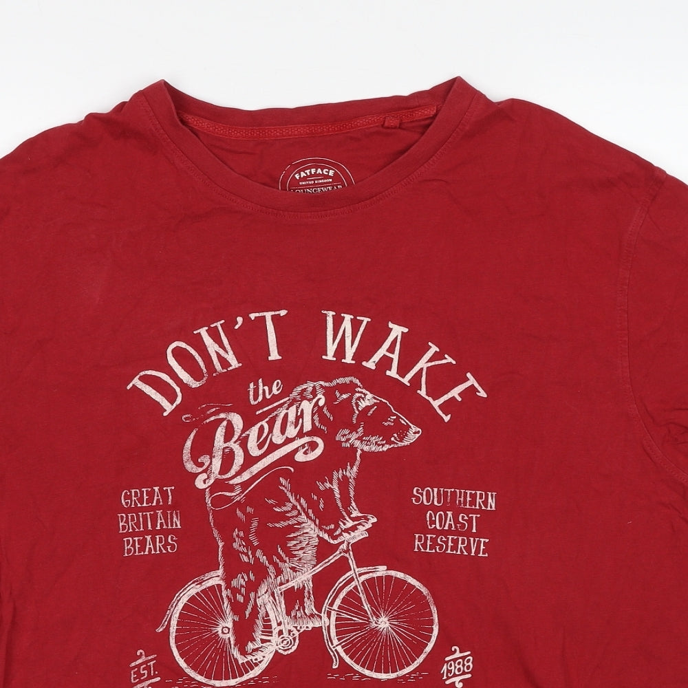 Fat Face Mens Red Cotton T-Shirt Size 2XL Crew Neck - Bear