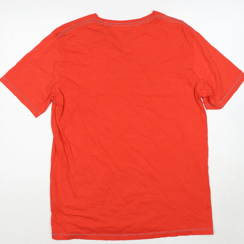 Esprit Mens Red Cotton T-Shirt Size L Crew Neck