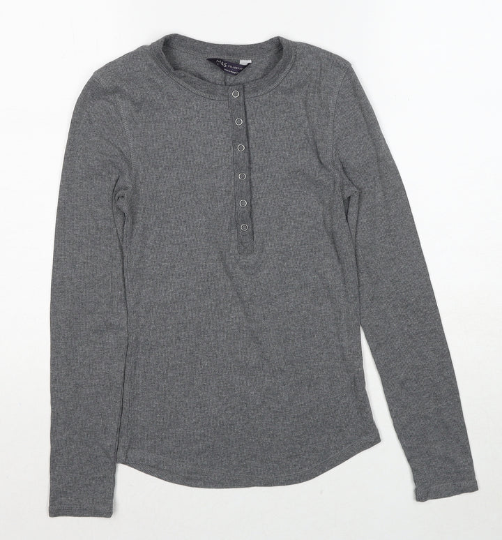 Marks and Spencer Womens Grey Round Neck Polyester Pullover Jumper Size 6