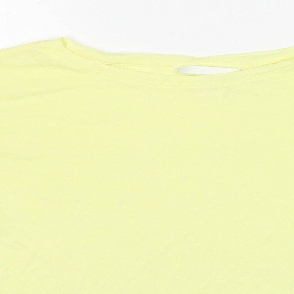 H&M Womens Yellow Cotton Basic T-Shirt Size S Round Neck
