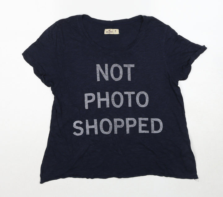 Hollister Womens Blue Cotton Basic Blouse Size M Round Neck - Not Photo Shopped