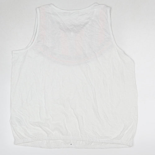 BPC Collection Womens White Cotton Basic Tank Size XL Round Neck