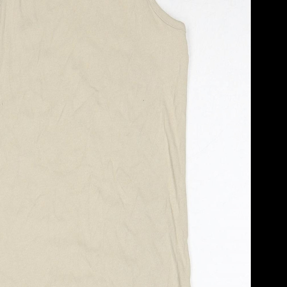 Weekday Womens Beige Cotton Basic Tank Size M Round Neck