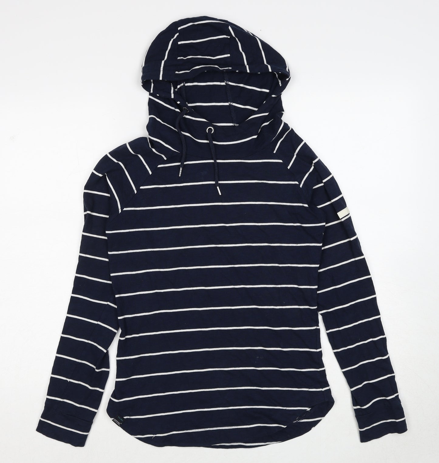 Regatta Womens Blue Striped Cotton Pullover Hoodie Size 8 Pullover