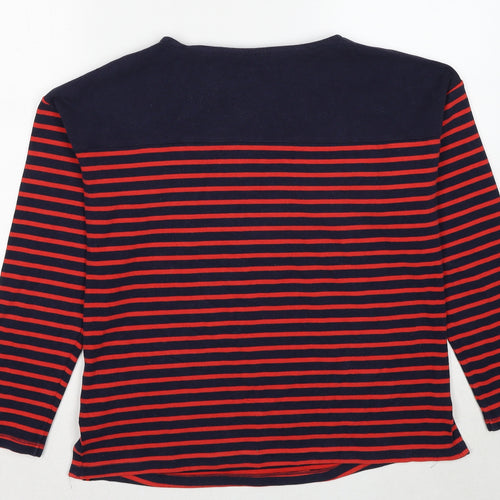 Marks and Spencer Womens Red Striped Cotton Pullover Sweatshirt Size 12 Pullover