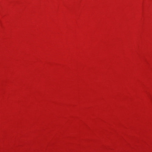 Bonmarché Womens Red Cotton Basic Blouse Size M Round Neck