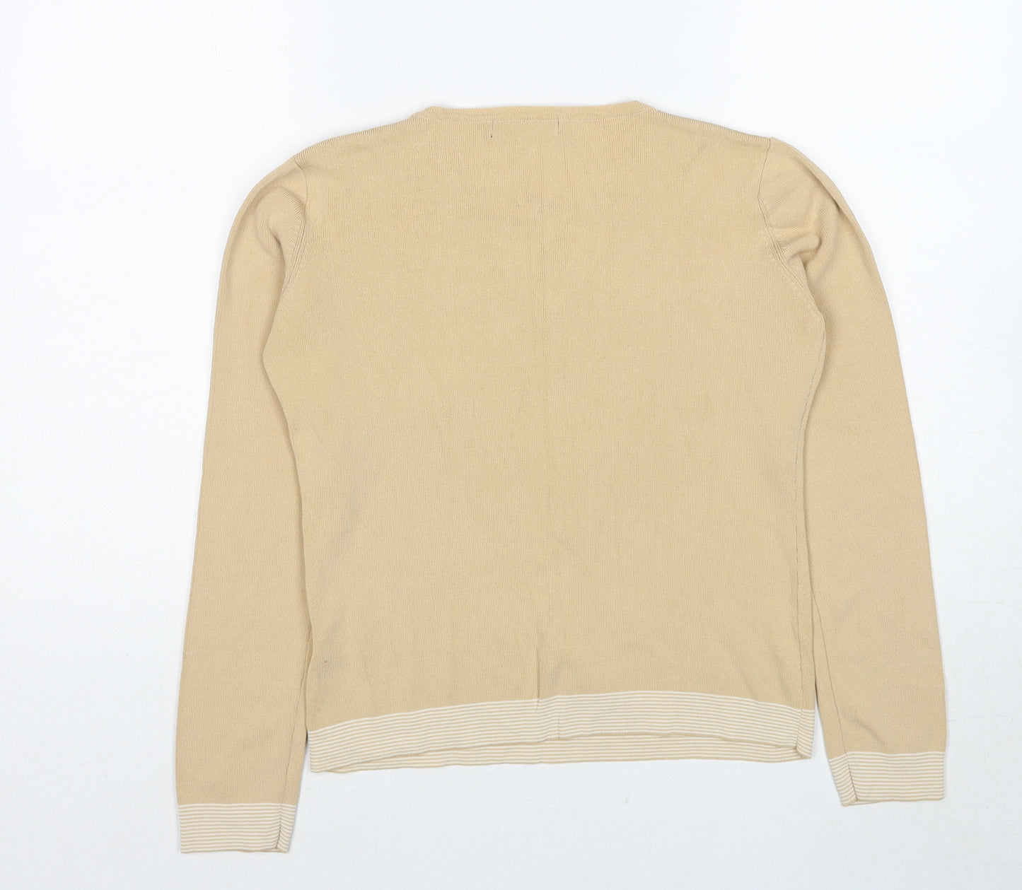 Debbie Morgan Womens Beige Square Neck Viscose Pullover Jumper Size S
