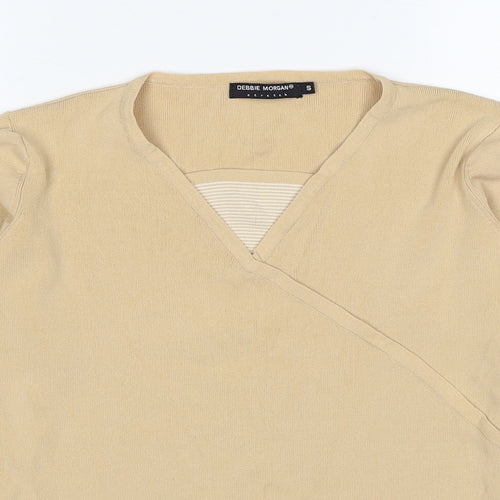 Debbie Morgan Womens Beige Square Neck Viscose Pullover Jumper Size S