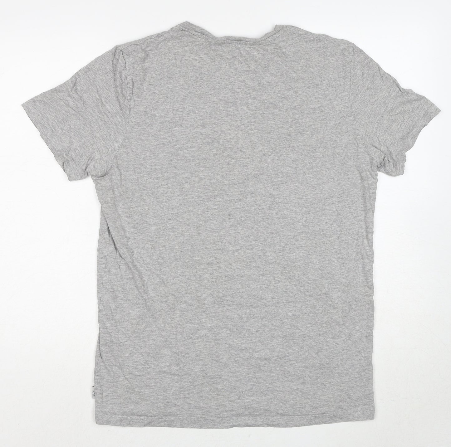 JACK & JONES Mens Grey Cotton T-Shirt Size S Crew Neck