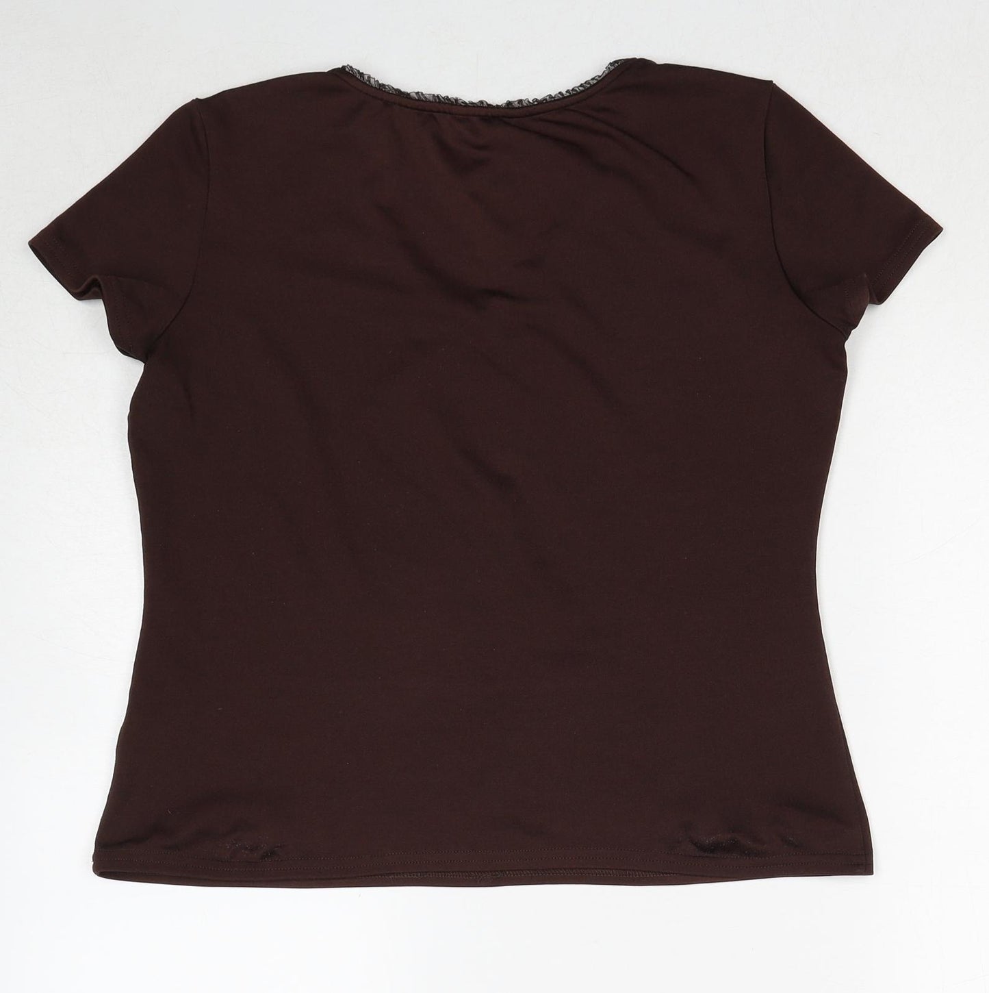 Berkertex Womens Brown Polyester Basic T-Shirt Size 12 V-Neck