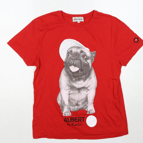 Rankin Mens Red Cotton T-Shirt Size XS Crew Neck - Comic Relief