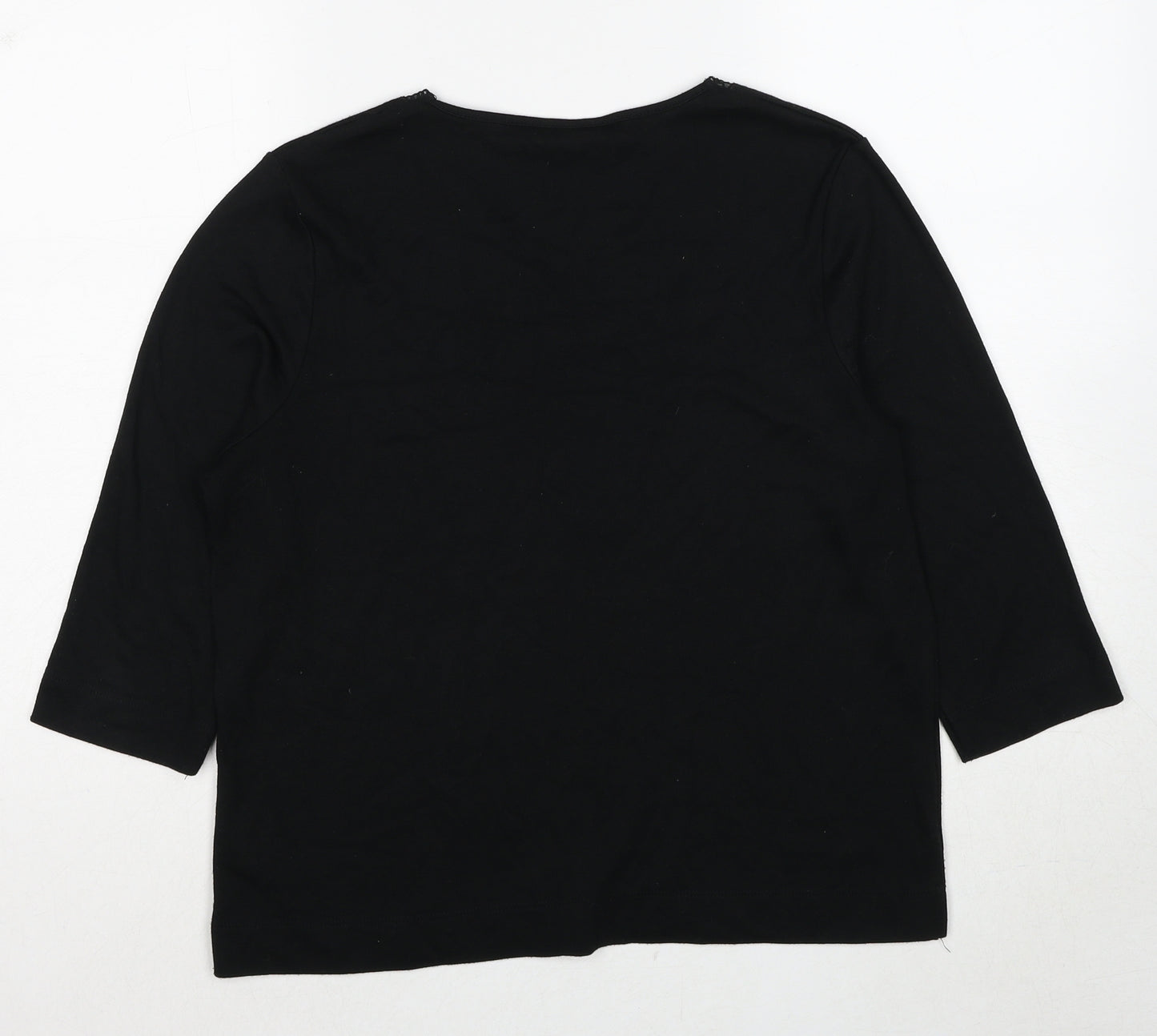 TIGI Womens Black Polyester Basic T-Shirt Size 14 Round Neck