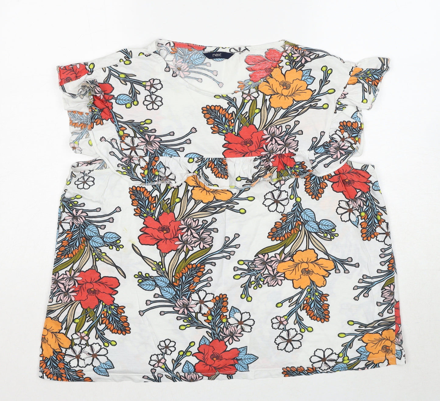 NEXT Womens Multicoloured Floral Cotton Basic Blouse Size 22 Boat Neck
