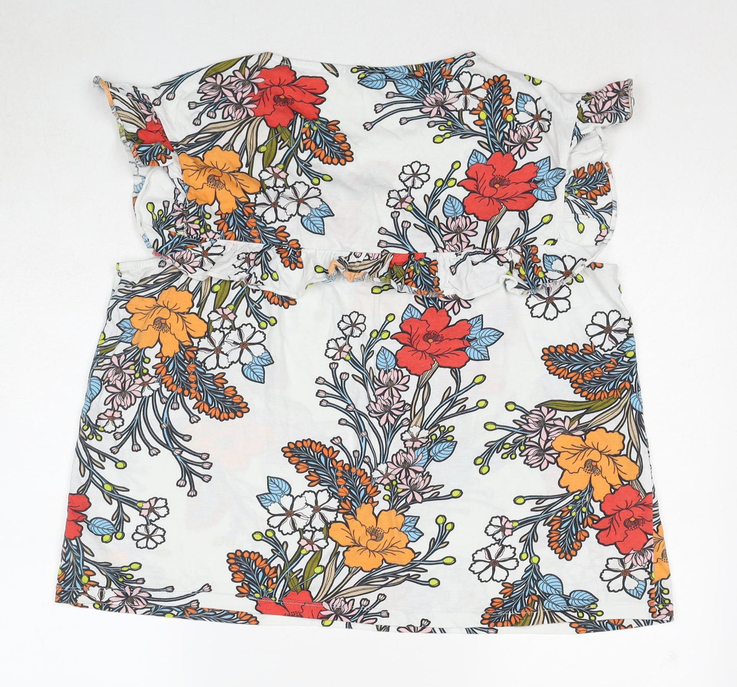 NEXT Womens Multicoloured Floral Cotton Basic Blouse Size 22 Boat Neck